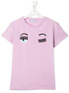 Chiara Ferragni Kids Teen Flirting Embroidered T-shirt - Purple