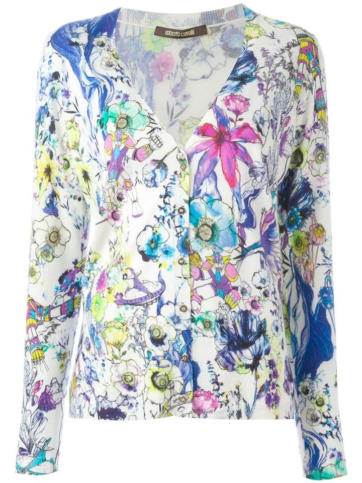 Roberto Cavalli Floral Cardigan, Women's, Size: 50, Silk/cashmere/wool