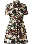 House Of Holland Camouflage Print Shirt Dress - Green
