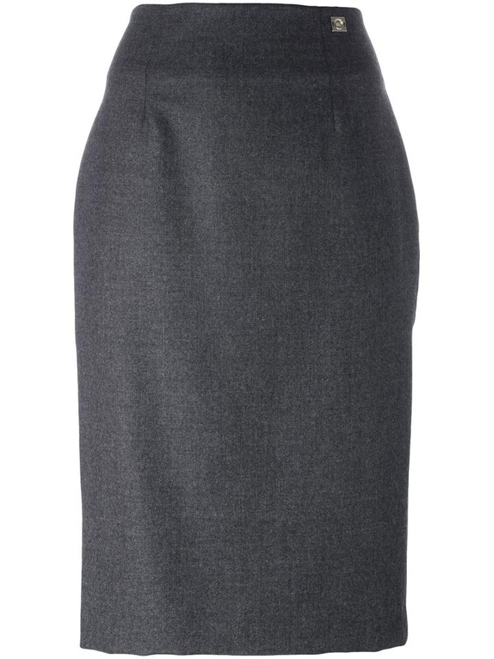 Cavalli Class Pencil Skirt, Women's, Size: 40, Grey, Polyester/acetate/virgin Wool