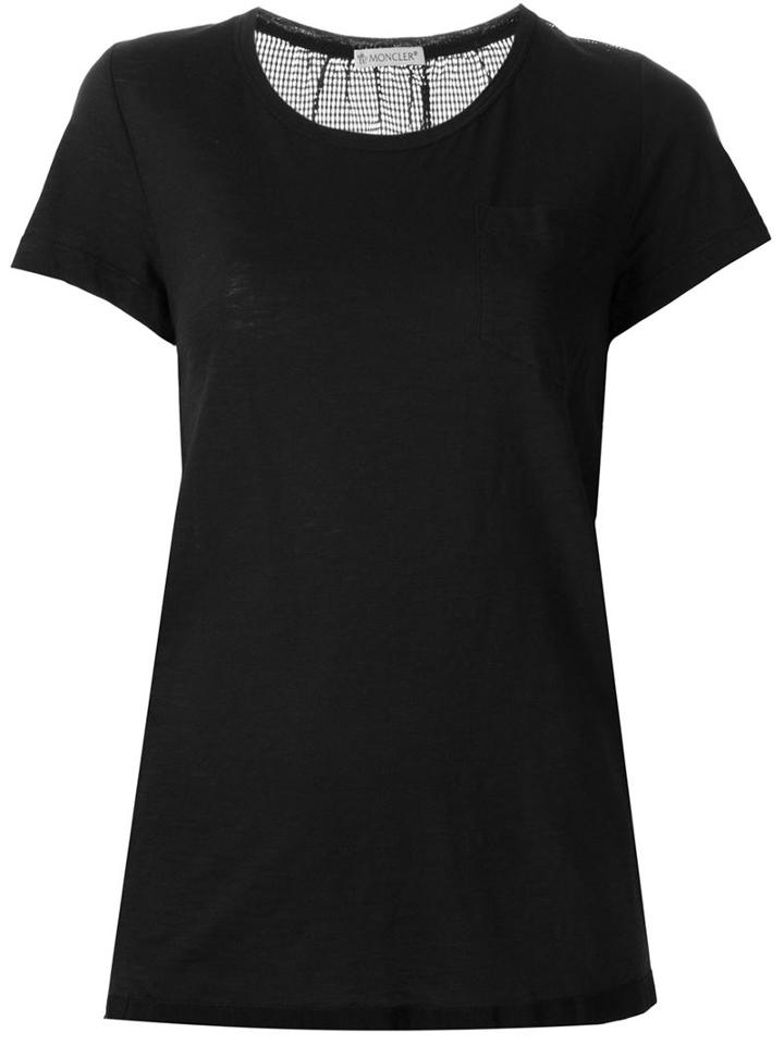 Moncler Perforated Back T-shirt, Women's, Size: L, Black, Cotton/polyester