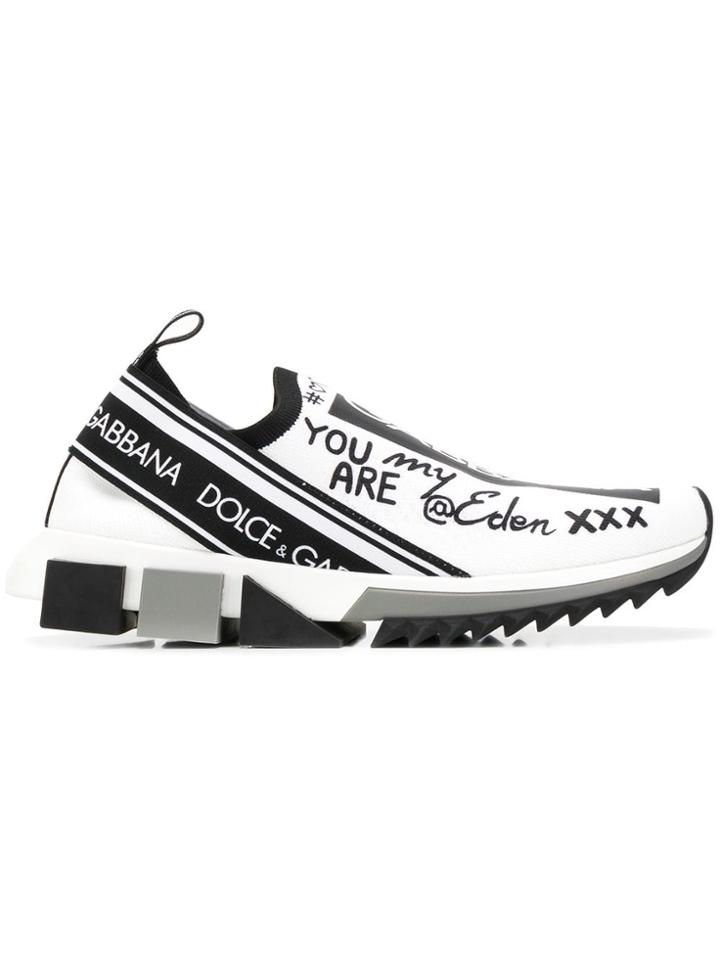 Dolce & Gabbana Branded Slip-on Sneakers - White