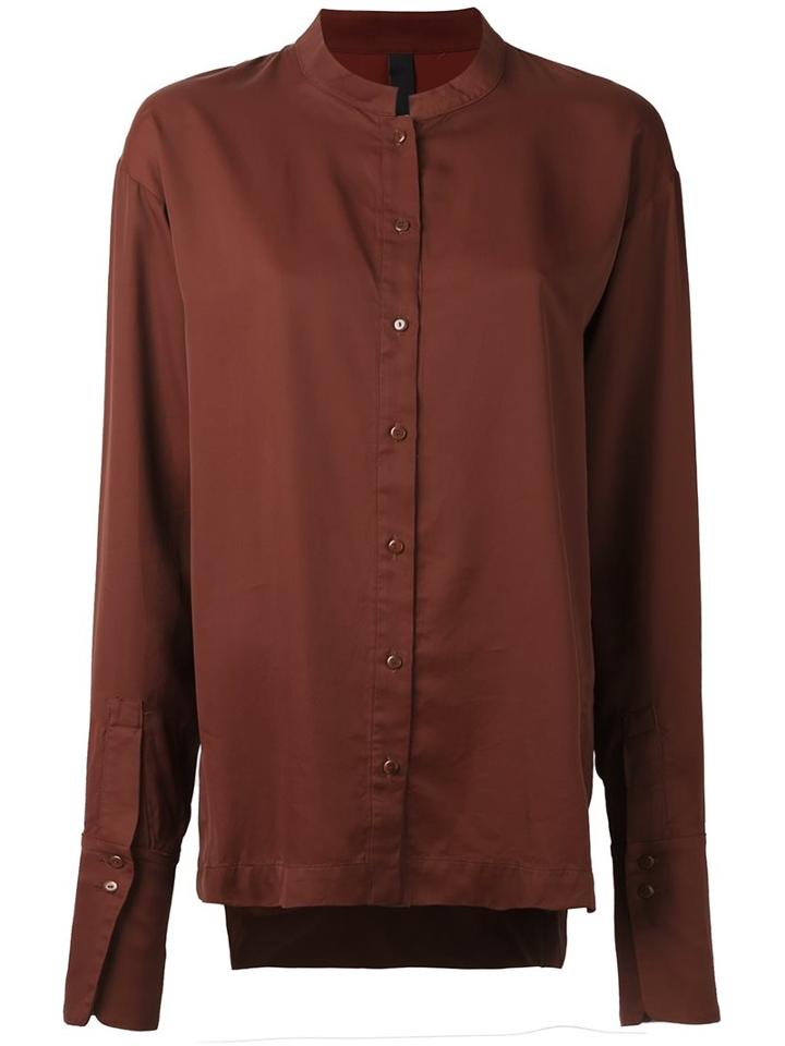 Ilaria Nistri Mandarin Neck Shirt, Women's, Size: 40, Brown, Cupro