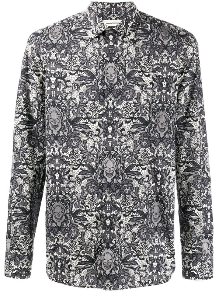 Alexander Mcqueen Lace And Skull Printed Shirt - White