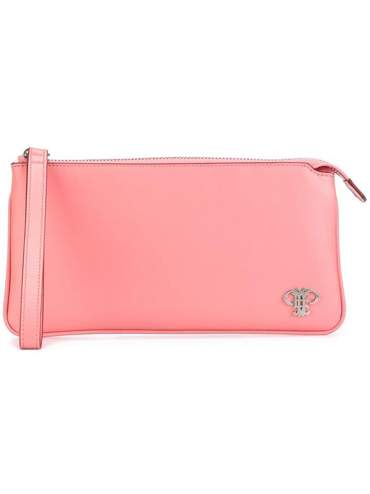 Emilio Pucci Logo Plaque Medium Clutch, Women's, Pink/purple, Leather