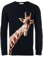Valentino Giraffe Intarsia Knit Sweater - Blue