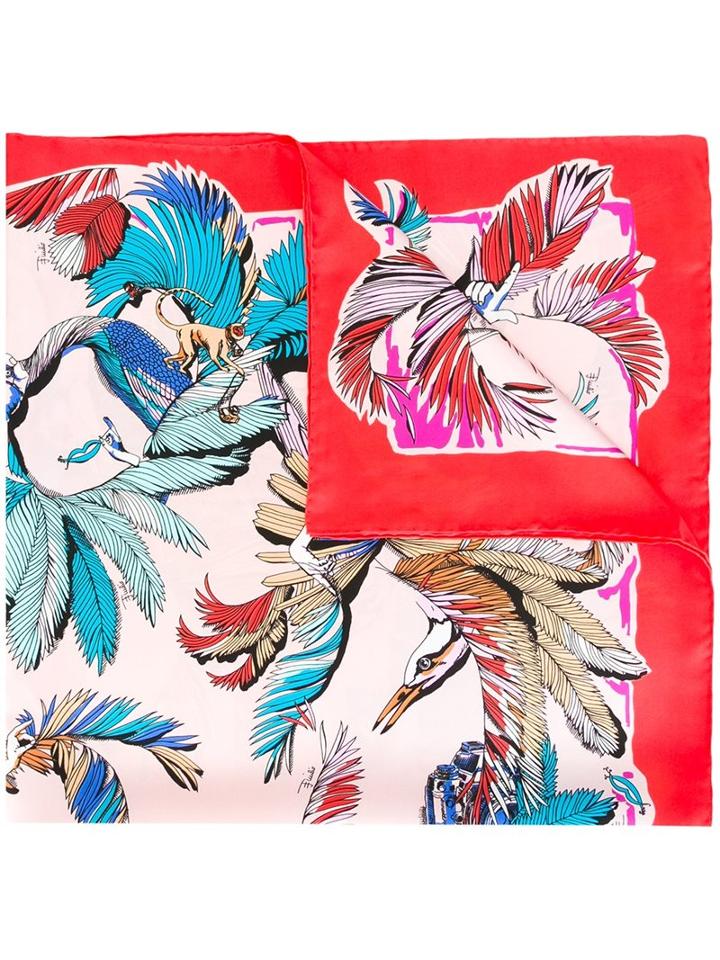 Emilio Pucci Floral Print Scarf, Women's, Silk