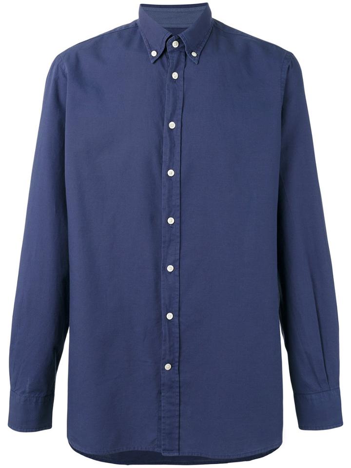 Hackett - Plain Shirt - Men - Cotton - S, Blue, Cotton