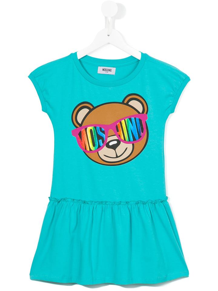 Moschino Kids Teddy Bear Dress, Toddler Girl's, Size: 5 Yrs, Blue