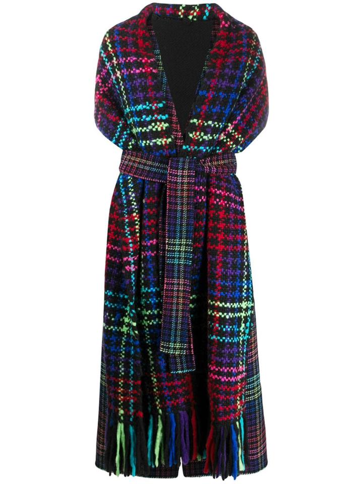 Gabriela Hearst Neon Plaid Coat - Black