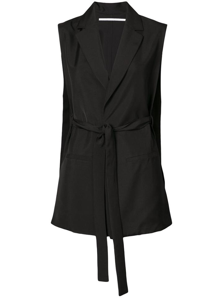 Rosetta Getty Sleeveless Tie Waist Jacket - Black