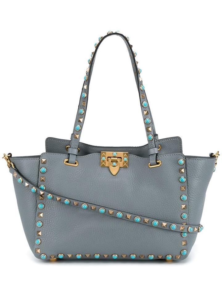 Valentino Valentino Garavani 'rockstud Rolling' Trapeze Tote, Women's, Grey