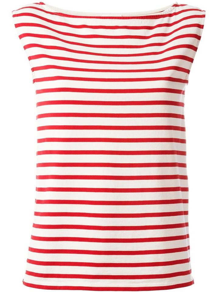 Saint Laurent Striped Tank Top, Women's, Size: L, Red, Cotton