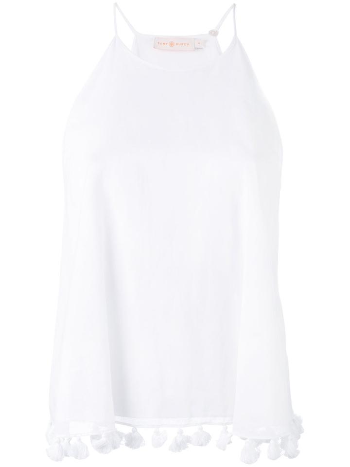 Tory Burch - Tassel Detail Flared Blouse - Women - Cotton - 8, White, Cotton