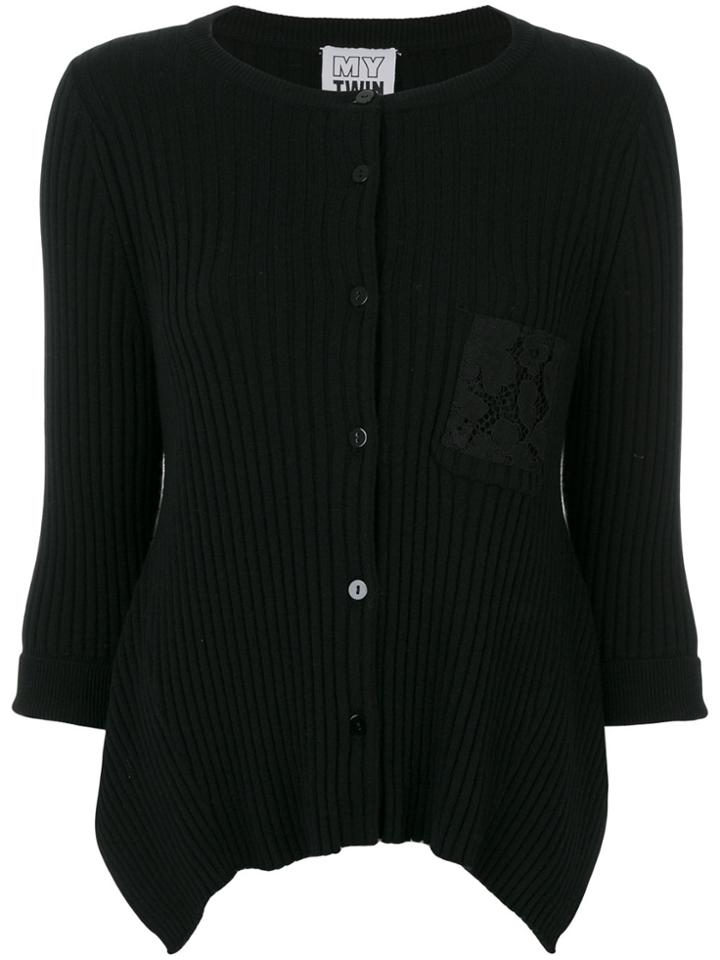 Twin-set Ribbed Pocket Cardigan - Black