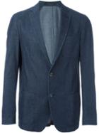 Corneliani Two Button Blazer, Men's, Size: 50, Blue, Cotton/spandex/elastane/polyester