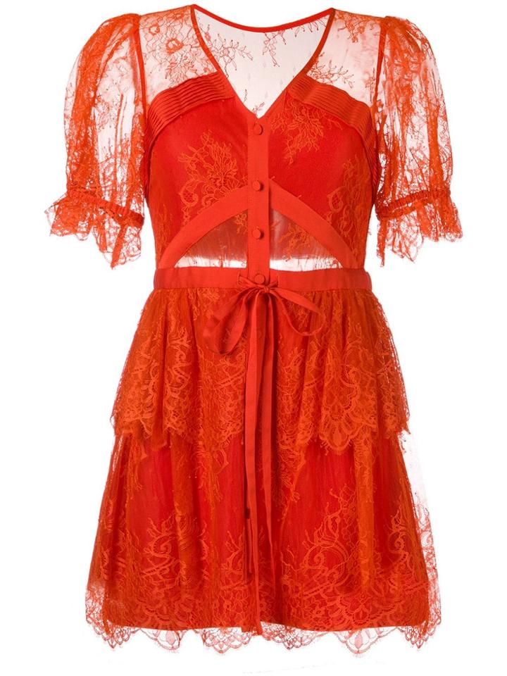 Self-portrait Lace-detail Shift Dress - Orange