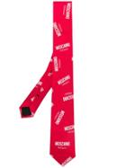 Moschino Logo Print Tie - Red