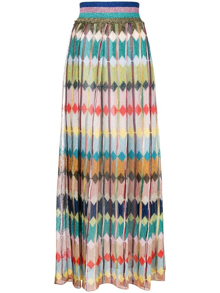 Missoni Diamond Knitted Maxi Skirt - Blue