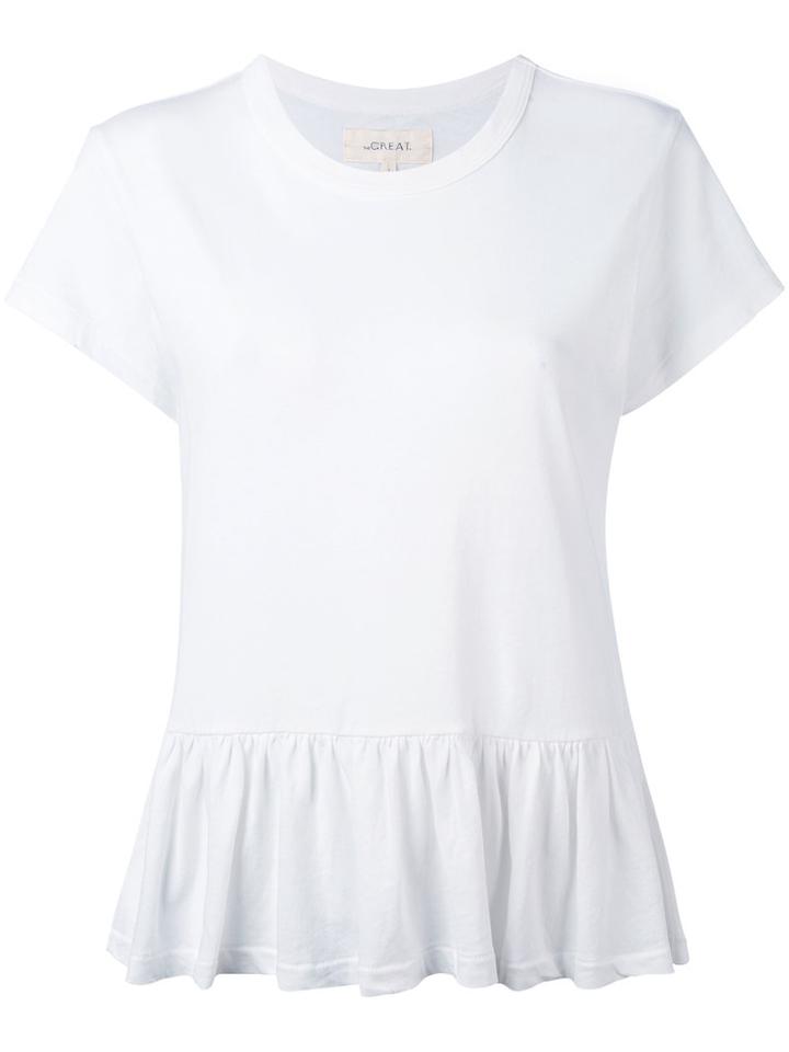The Great - Peplum T-shirt - Women - Cotton - Xs, White, Cotton