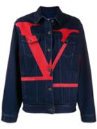 Valentino Over Logo Denim Jacket - Blue