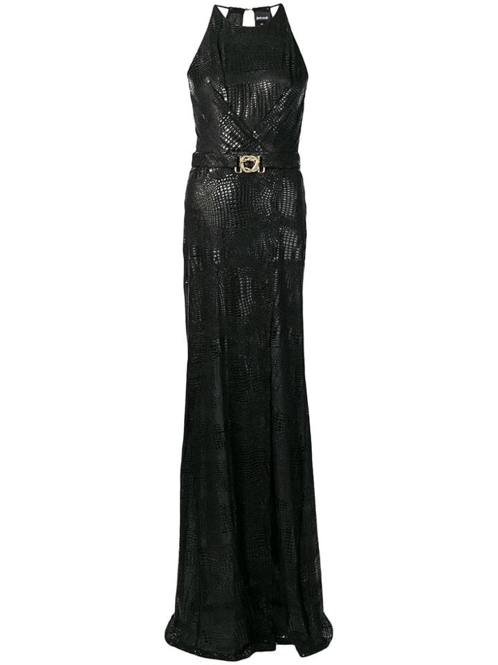Just Cavalli Snakeskin Effect Long Dress - Black
