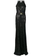 Just Cavalli Snakeskin Effect Long Dress - Black