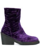 Ann Demeulemeester Chunky Heel Ankle Boots - Pink & Purple
