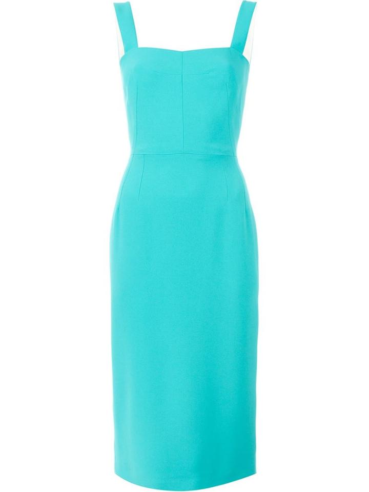 Dolce & Gabbana Fitted Sweet-heart Dress, Women's, Size: 40, Blue, Viscose/acetate/spandex/elastane/silk