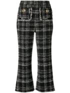 Elisabetta Franchi Checked Print Cropped Trousers - Black