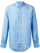 Etro - Logo Embroidered Shirt - Men - Linen/flax - 42, Blue, Linen/flax