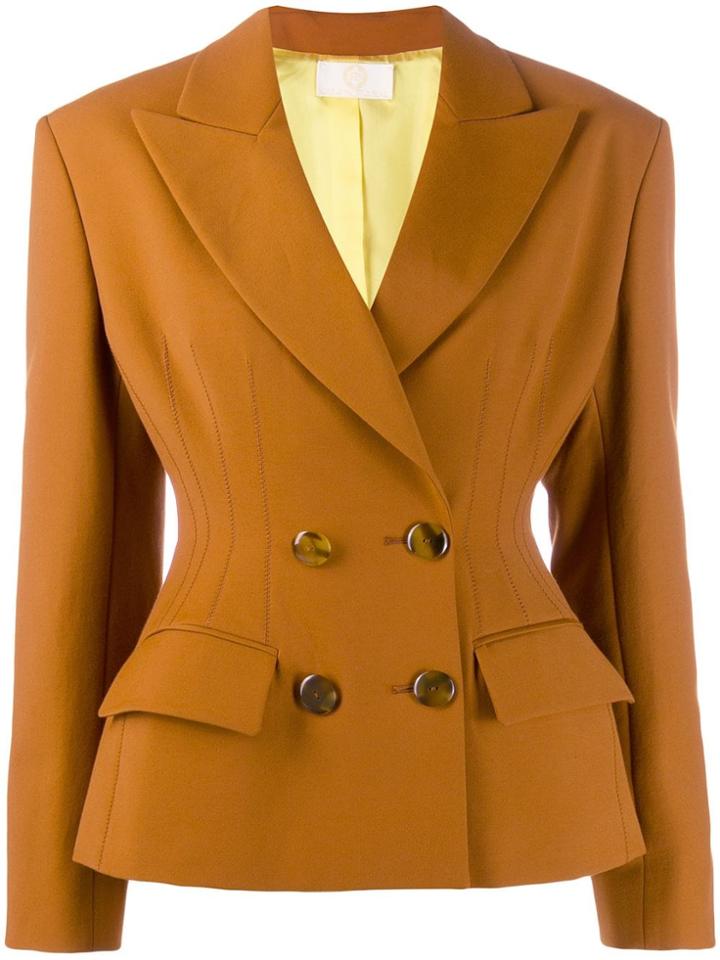 Sara Battaglia Cinched Double-breasted Blazer - Orange