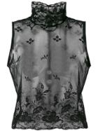 Ann Demeulemeester Genevieve Sheer High Neck Top - Black