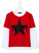 No21 Kids Star And Logo Print T-shirt, Girl's, Size: 10 Yrs, Red