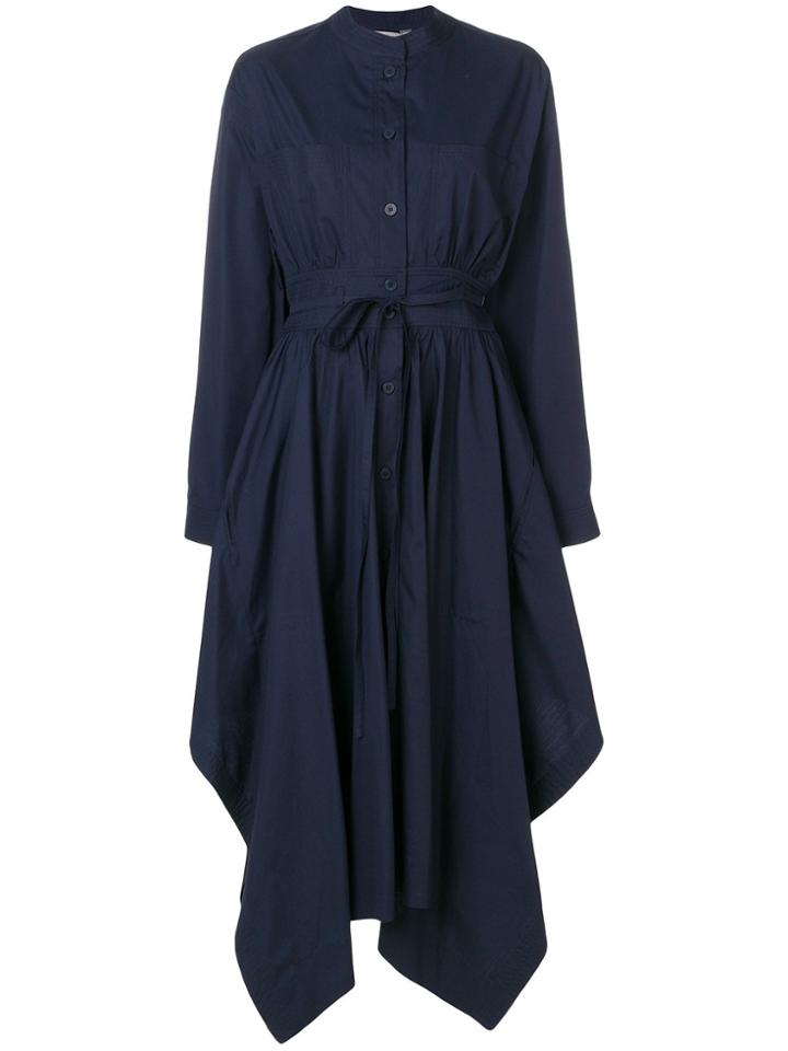 Sportmax Asymmetric Poplin Maxi Dress - Blue