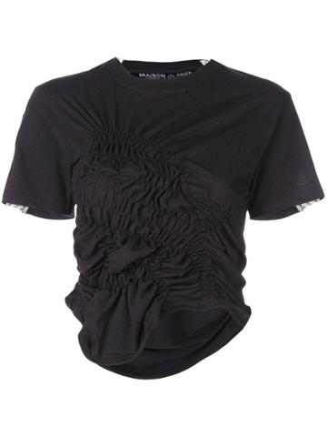 Maison The Faux Cropped Gathered T-shirt - Black