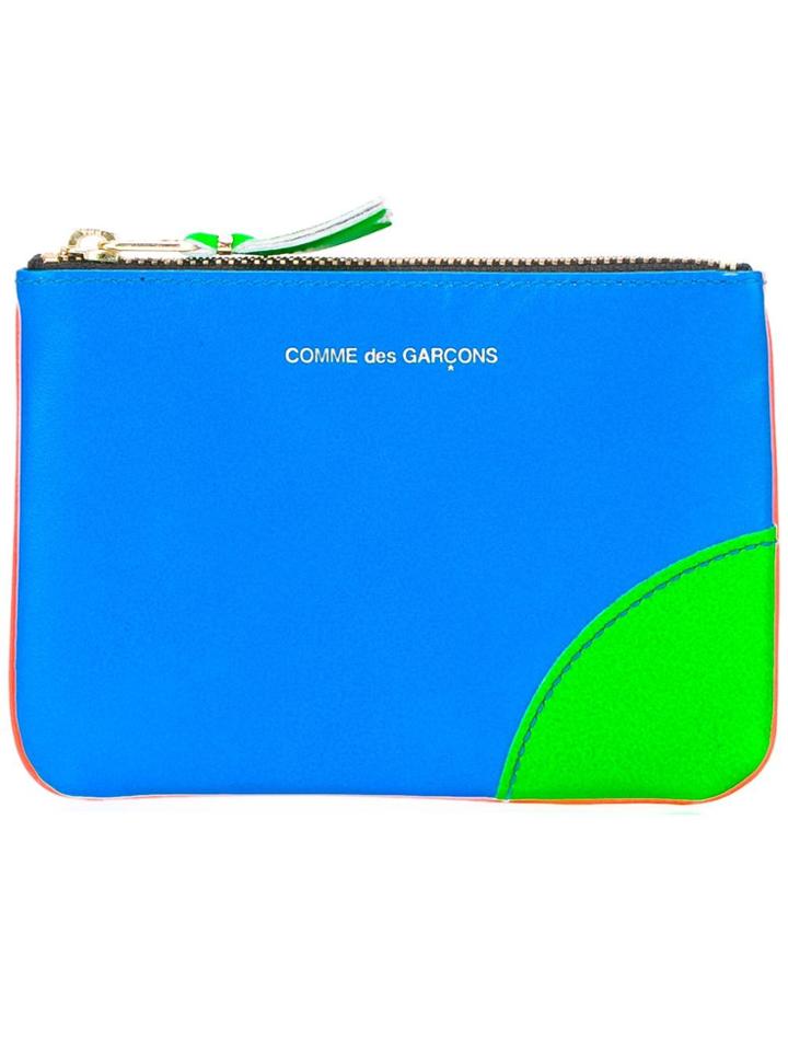 Comme Des Garçons Wallet Colour Block Zipper Purse - Blue