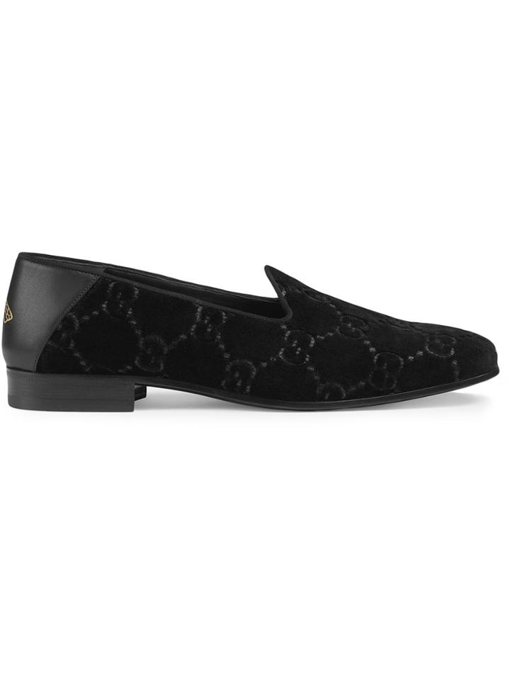 Gucci Gg Velvet Loafers - Black