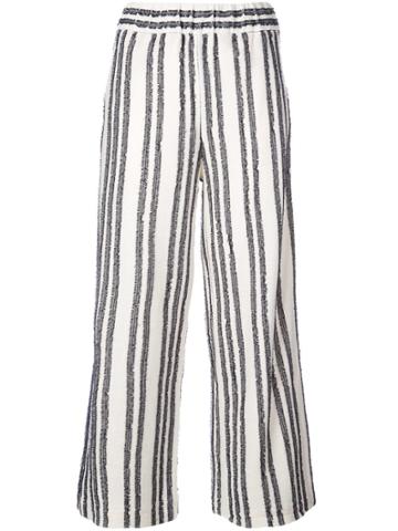 Kinly Striped Palazzo Trousers - White