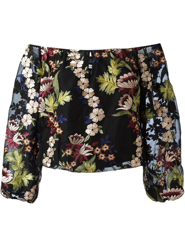Alice+olivia Floral Embroidered Blouse