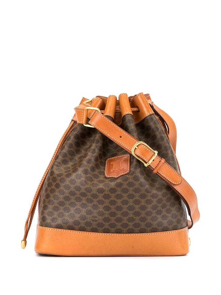 Céline Pre-owned Macadam Pattern Drawstring Bag - Brown