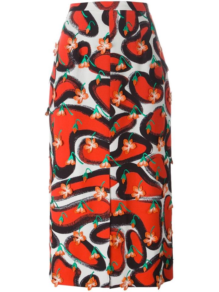 Marco De Vincenzo Printed Midi Skirt, Women's, Size: 40, Red, Polyester