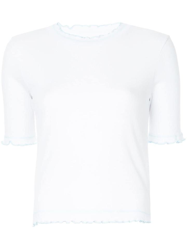 Ck Calvin Klein Frill Trim Jersey Top - White