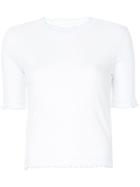 Ck Calvin Klein Frill Trim Jersey Top - White