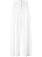 Sonia Rykiel Pleat Detail Cropped Trousers, Women's, Size: 36, White, Viscose/spandex/elastane
