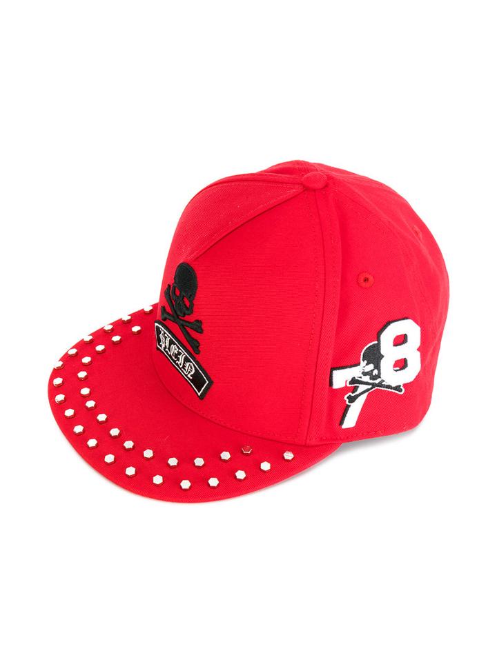 Philipp Plein Kids - Skull & Crossbones Cap - Kids - Cotton - One Size, Red