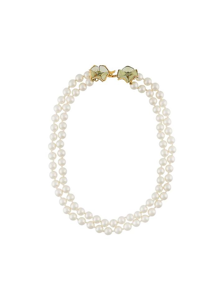 Chanel Vintage Double Strand Faux Pearl Necklace