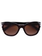 Valentino Corner Detail Cat Eye Sunglasses, Women's, Brown, Pvc