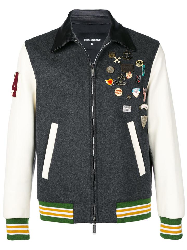 Dsquared2 Badge Bomber Jacket - Grey