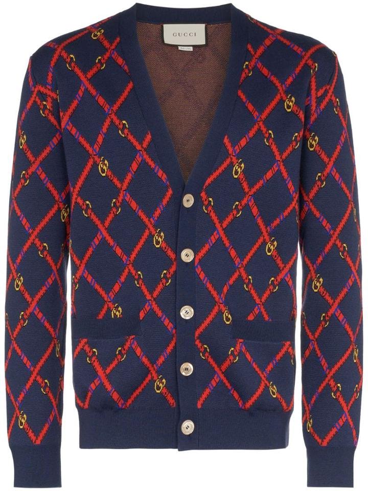 Gucci Gg Button-down Cardigan - Blue